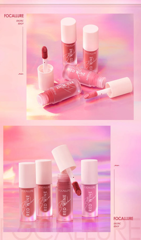 Wholesale FOCALLURE Liquid Blusher 4 Colour Natual Makeup Face Blush Long-lasting Make Up Hangover Red Wine Blush korean Makeup NoirKiss