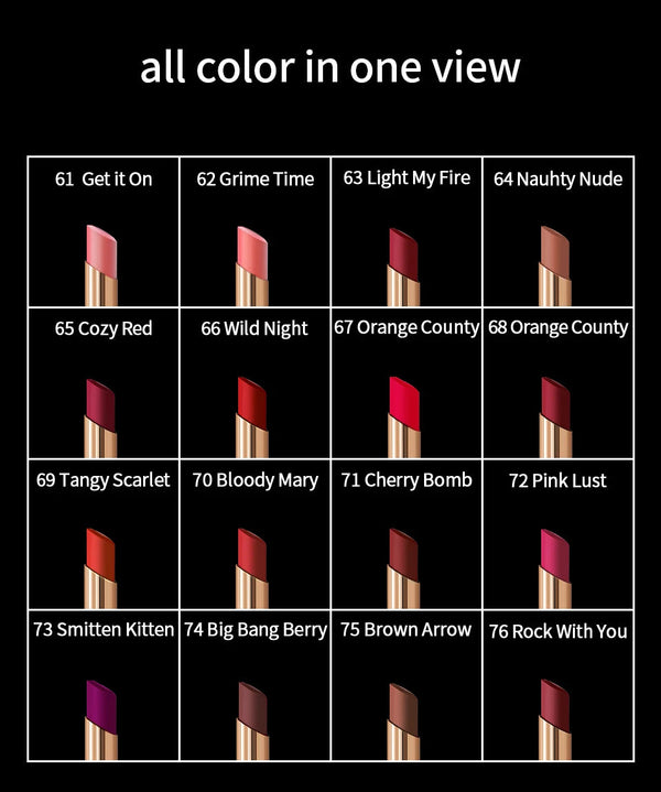 CHARMACY New Colors Waterproof Velvet Lipstick Easy To Wear Water-resistant Lip Stick Long-Lasting Matte Lip Makeup Cosmetic NoirKiss