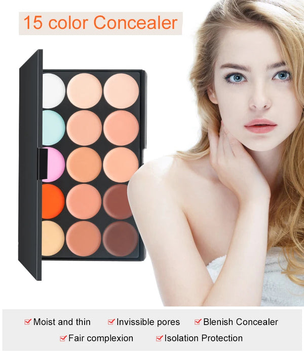 15 Colors Face Concealer Camouflage Cream Contour Palette Maquillaje Profesional Foundation Paleta Concealer NoirKiss