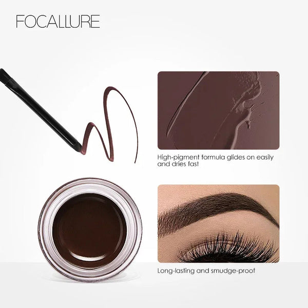 Focallure Eyebrow Gel Waterproof Liquid Eyebrow Cream Eye Cosmetics Long Lasting Eye Brow Makeup Set Plus Brush NoirKiss