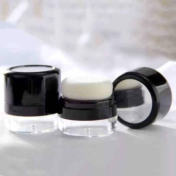 Portable Loose Powder Box With Mirror Travel Powder Case With Mushroom Sponge Puff Cosmetic Case Blusher Powder Jar Container NoirKiss