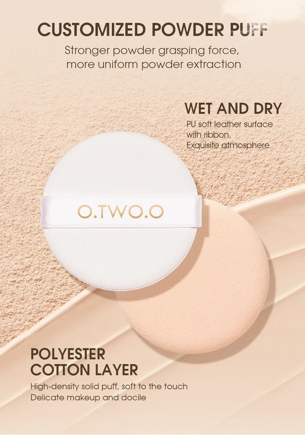 O.TWO.O Face Setting Powder Super Fine Powder Texture Oil-Control 3 Colors Matte Smooth Finish Concealer Makeup Pressed Powder NoirKiss