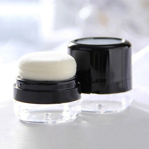 Portable Loose Powder Box With Mirror Travel Powder Case With Mushroom Sponge Puff Cosmetic Case Blusher Powder Jar Container NoirKiss