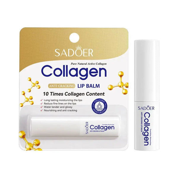 SADOER Collagen Anti-Cracked Lip Balm Lasting Nourishment and Moisture for Men and Women Daily Care Collagen Lip Balm Lip Care NoirKiss