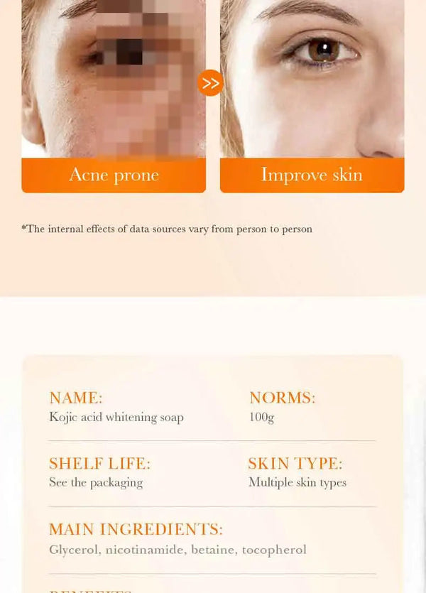 Handmade Whitening Soap Skin Care Deep Cleaning Moisturizing Cleansing Essential Temperate Soap Brighten Skin Kojic Acid Soap NoirKiss