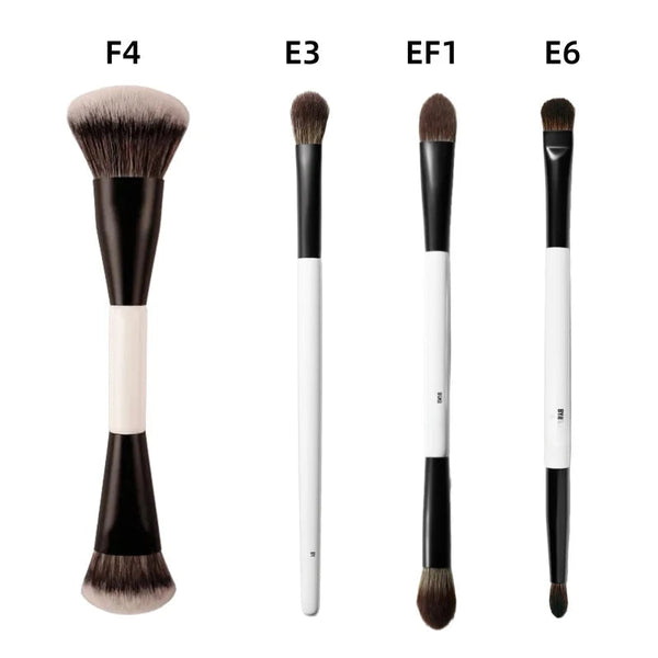 F4 Dual-Ended Foundation Face Brush Double-ended Powder Blush Contour and Eyeshadow Concealer Makeup Brushes NoirKiss