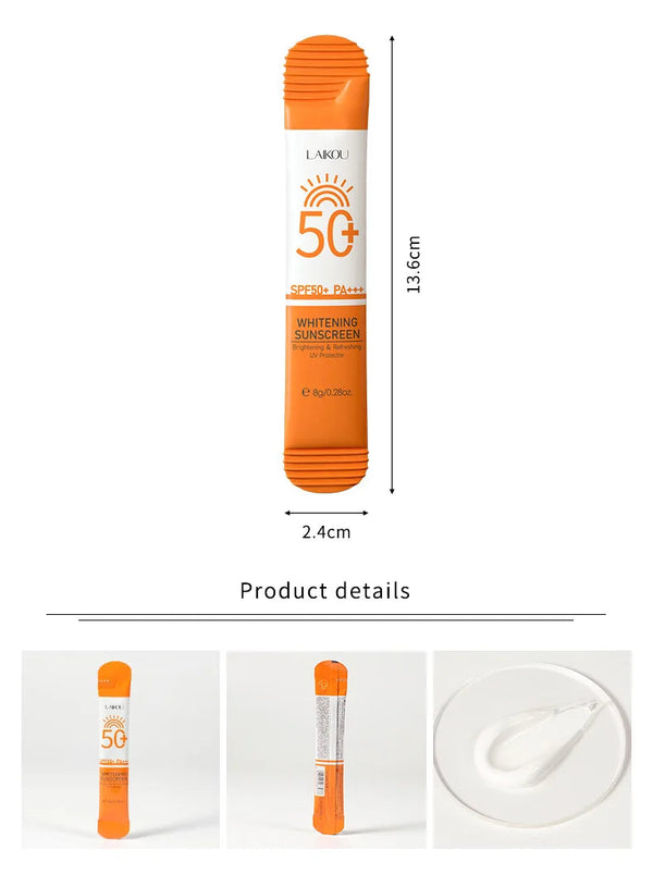 10pcs LAIKOU SPF 50 Sunscreen Long Lasting UV Protector Sunblock Moisturizing Skin Protective Cream NoirKiss