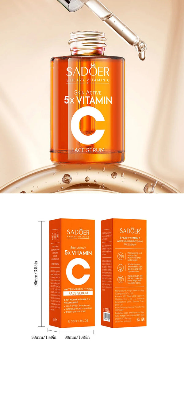 Vitamin C Hydrating Serum 5 Functions Facial Moisturizing Repair Essence Facial Shrink Pores Brightning Korean SkinCare Products NoirKiss