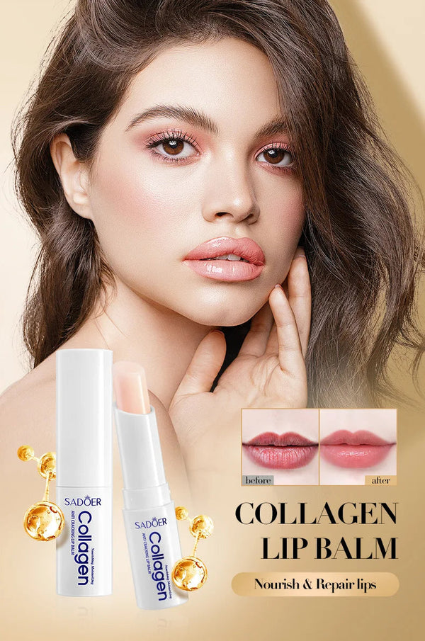 SADOER Collagen Anti-Cracked Lip Balm Lasting Nourishment and Moisture for Men and Women Daily Care Collagen Lip Balm Lip Care NoirKiss