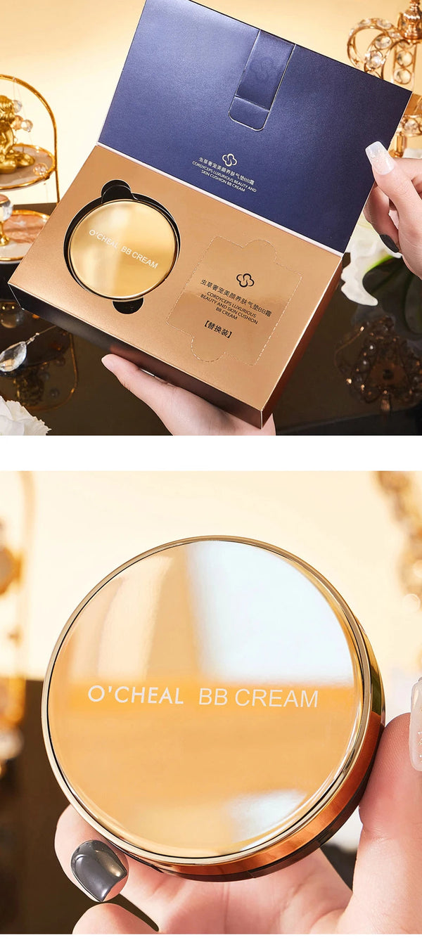 Ocheal BB Cream Air Cushion Whitening Fuller Coverage Waterproof Long-lasting Concealer Cushion Compact With Puff Face Makeup NoirKiss