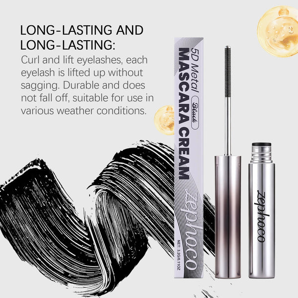 Zephoco Lengthening Eyelash Mascara Vitamin E Eyelash Extensions Waterproof and Sweat Proof Makeup Volume Eyelash Mascara 3.2g NoirKiss