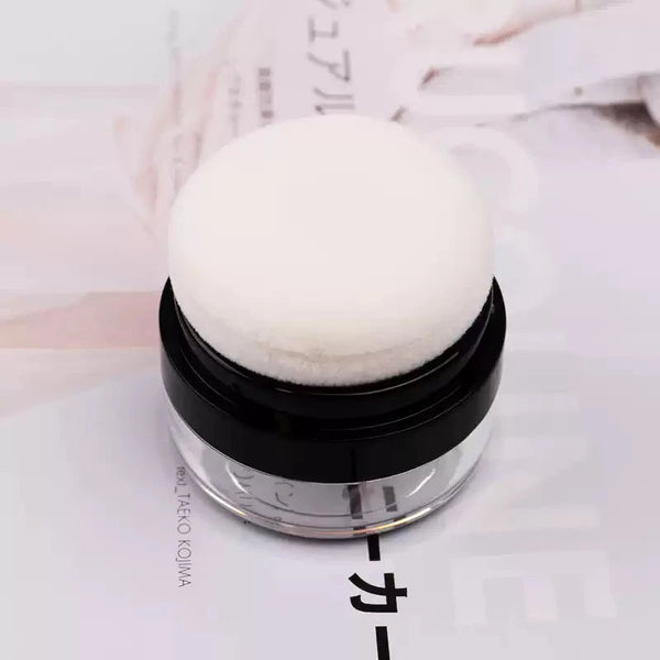 Portable Loose Powder Box With Mirror Travel Powder Case With Mushroom Sponge Puff Cosmetic Case Blusher Powder Jar Container NoirKiss