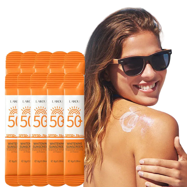 10pcs LAIKOU SPF 50 Sunscreen Long Lasting UV Protector Sunblock Moisturizing Skin Protective Cream NoirKiss