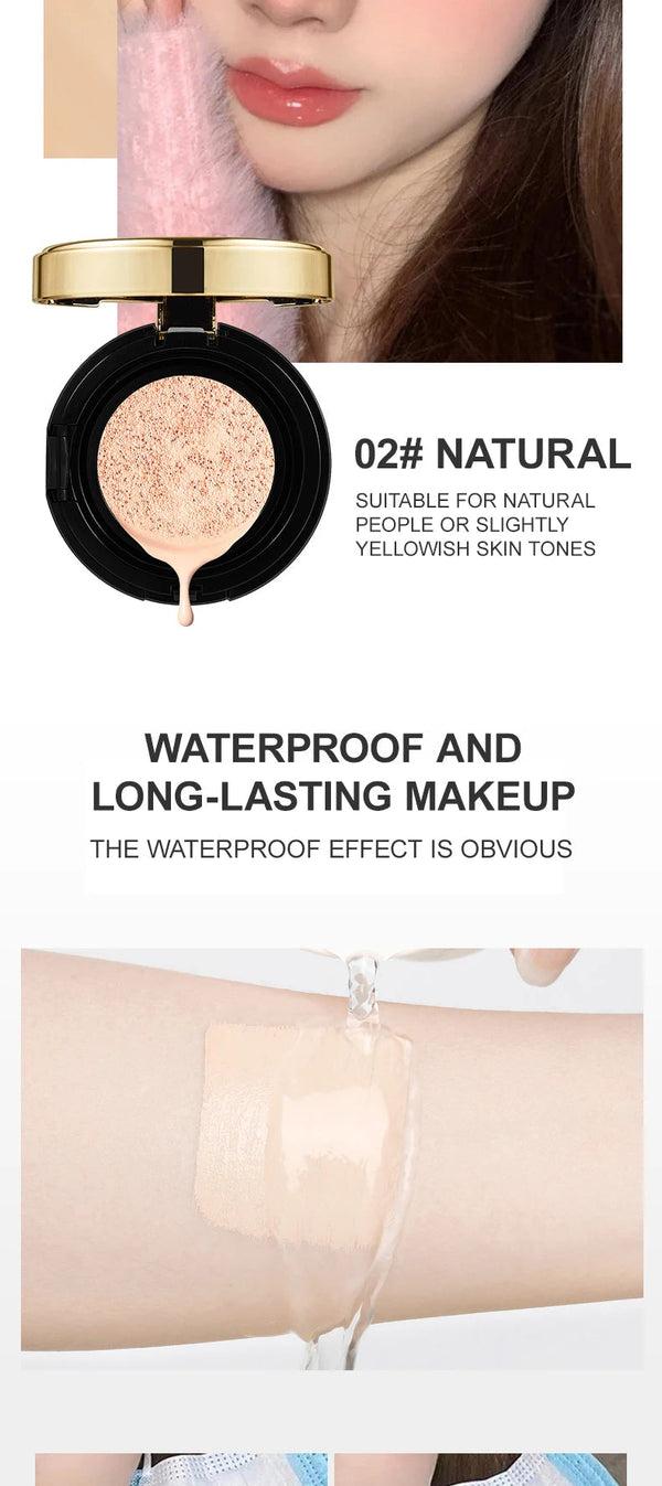 Ocheal BB Cream Air Cushion Whitening Fuller Coverage Waterproof Long-lasting Concealer Cushion Compact With Puff Face Makeup NoirKiss