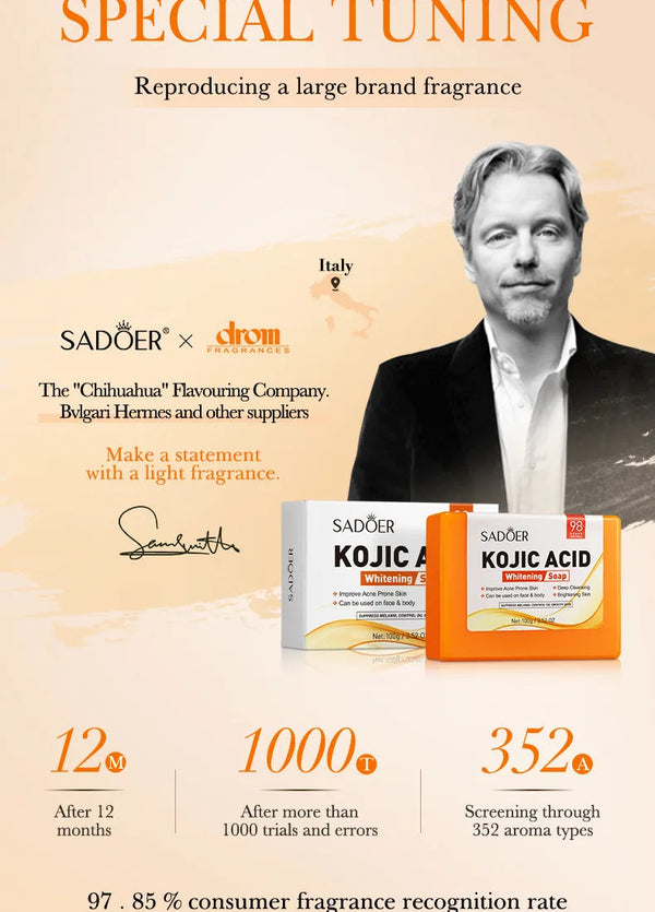 Handmade Whitening Soap Skin Care Deep Cleaning Moisturizing Cleansing Essential Temperate Soap Brighten Skin Kojic Acid Soap NoirKiss