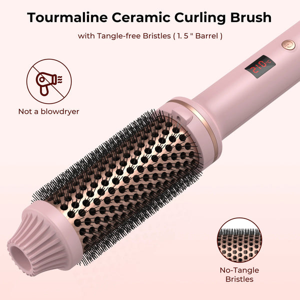 1.5 Inch Hair Curling Iron Brush Ceramic Thermal Brush Heated Round Brush Hair Electric Heating Brush Electric Hair Curler Comb NoirKiss