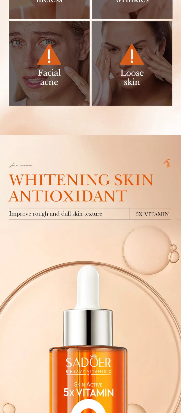 Vitamin C Hydrating Serum 5 Functions Facial Moisturizing Repair Essence Facial Shrink Pores Brightning Korean SkinCare Products NoirKiss