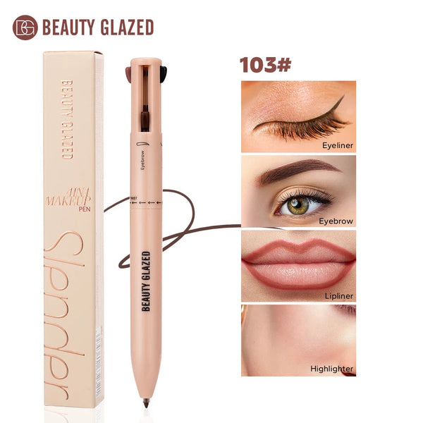 4-in-1 Waterproof Cosmetic Pencil Multi-Function Beauty Glazed Eyeliner Brow Lip Highlighter Pen NoirKiss