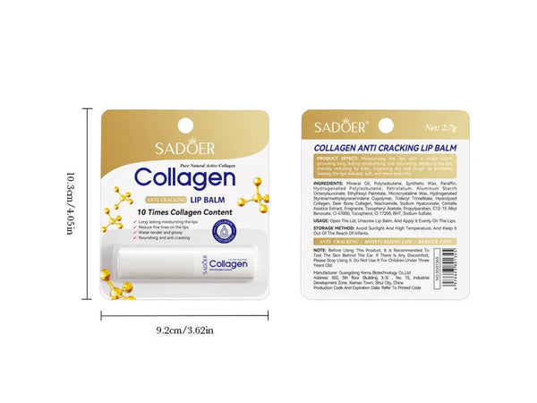 SADOER Collagen Anti-Cracked Lip Balm Lasting Nourishment and Moisture for Men and Women Daily Care Collagen Lip Balm Lip Care NoirKiss