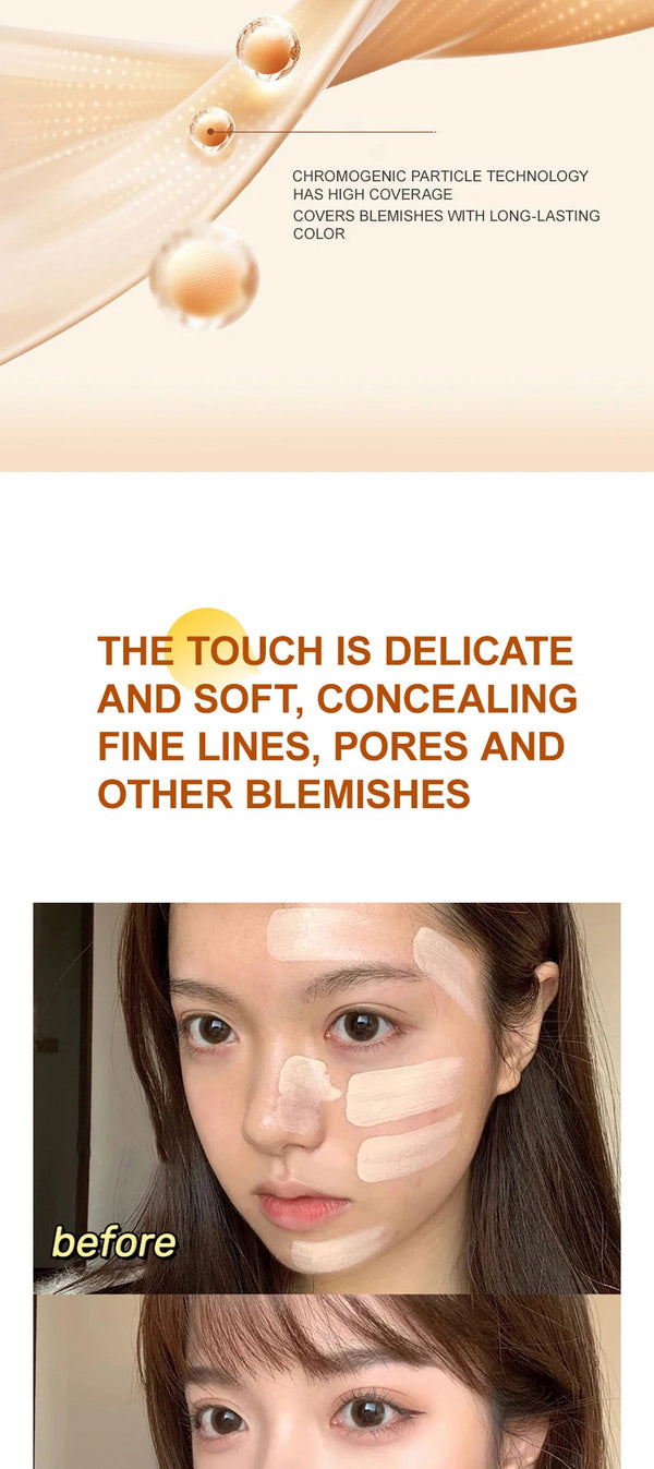 Ocheal BB Cream Air Cushion Whitening Fuller Coverage Waterproof Long-lasting Concealer Cushion Compact With Puff Face Makeup NoirKiss