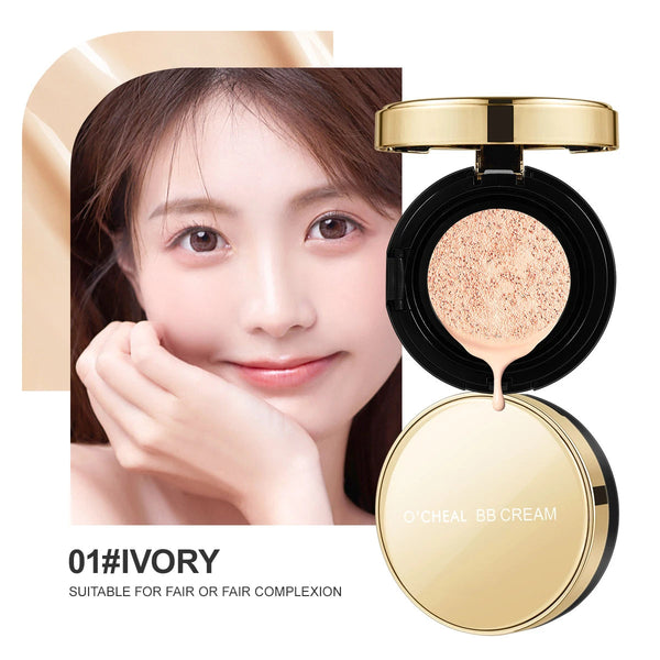 Ocheal BB Cream Air Cushion Whitening Fuller Coverage Waterproof Long-lasting Concealer Cushion Compact With Puff Face Makeup NoirKiss