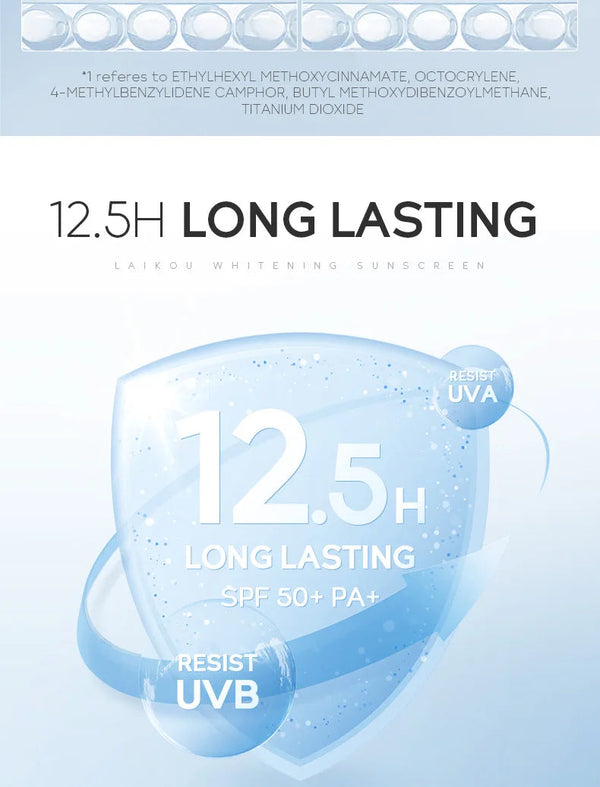 10pcs LAIKOU SPF 50 Sunscreen Long Lasting UV Protector Sunblock Moisturizing Skin Protective Cream NoirKiss