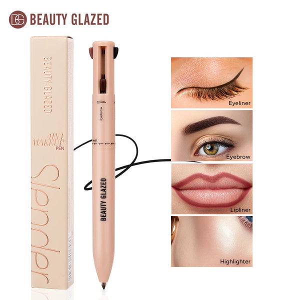 4-in-1 Waterproof Cosmetic Pencil Multi-Function Beauty Glazed Eyeliner Brow Lip Highlighter Pen NoirKiss