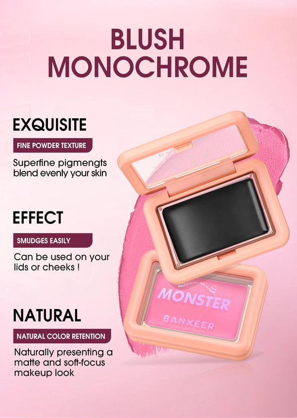 BANXEER Blush Cream Face Blusher 5 Colors Ever-changing Matte Shimmer Waterproof Long-lasting 3 IN 1 Multi-use Blush Face Makeup NoirKiss