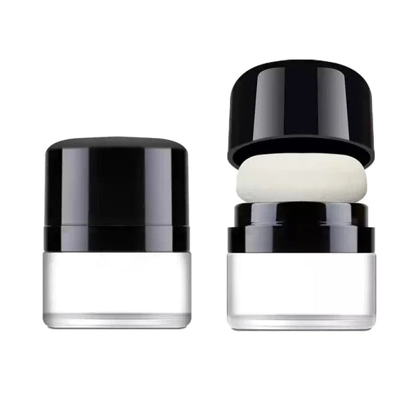 Portable Loose Powder Box With Mirror Travel Powder Case With Mushroom Sponge Puff Cosmetic Case Blusher Powder Jar Container NoirKiss